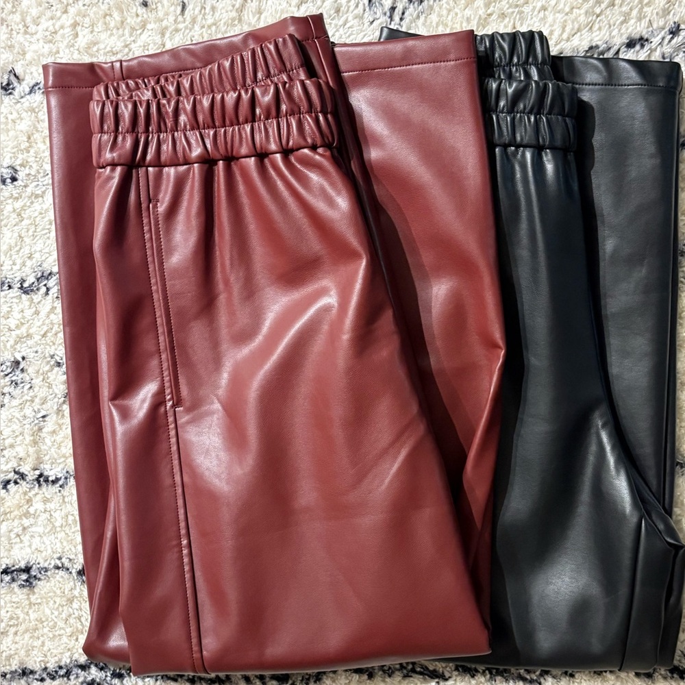 Barrel Leg Faux Leather Pull-On Pants Bundle (2 pair)